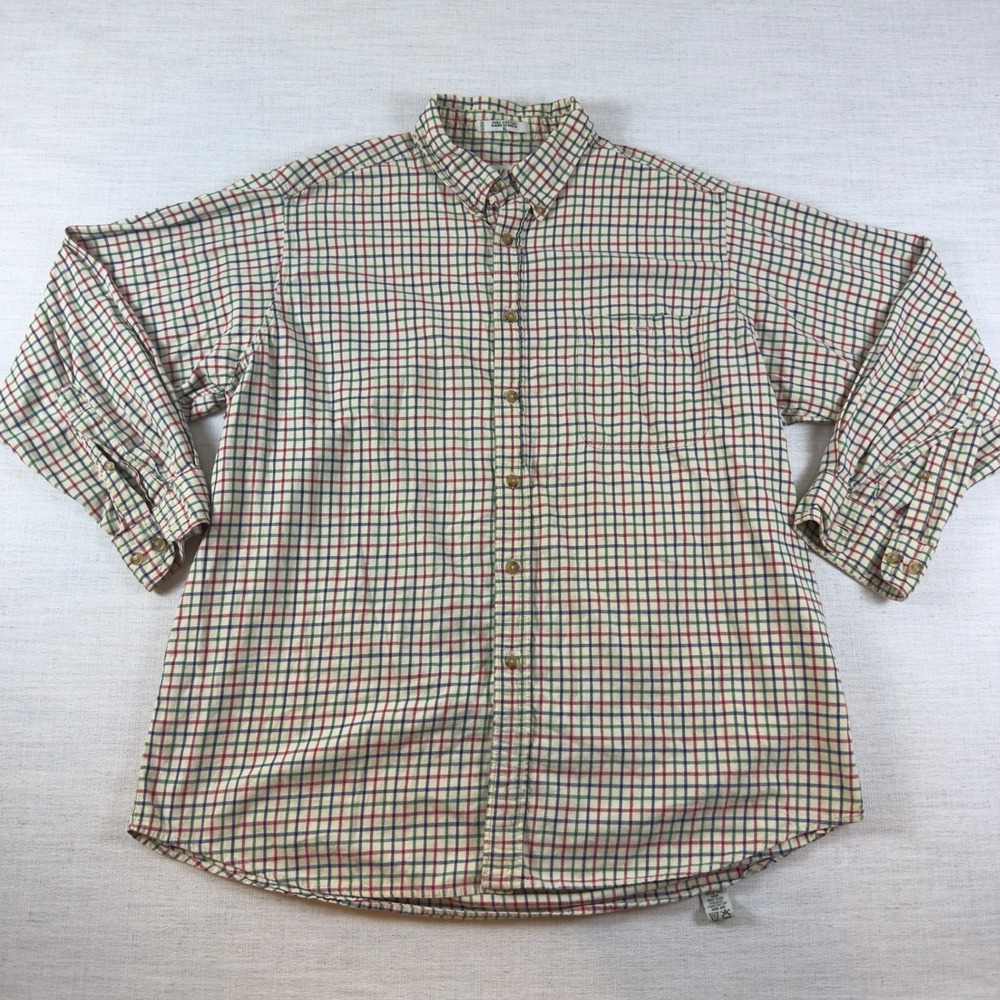 Orvis Mens XL Tattersall Check Cotton Button Down Shirt Multi Color Long Sleeve